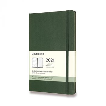 Diár MOLESKINE 2021 týždenný tvrdý tm. zelený L