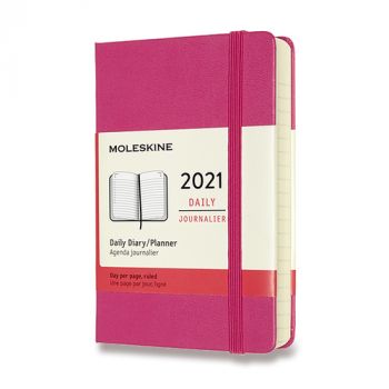 Diár MOLESKINE 2021 denný tvrdý magenta S