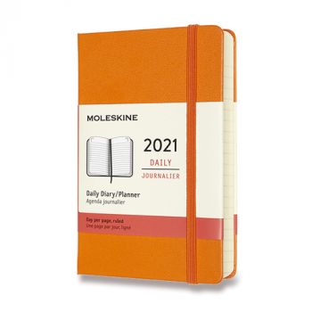 Diár MOLESKINE 2021 denný tvrdý oranžový S