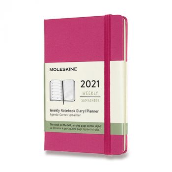 Diár MOLESKINE 2021 týždenný tvrdý magenta S