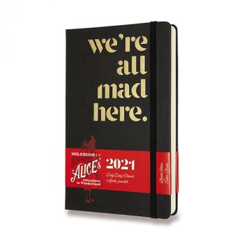 Diár MOLESKINE 2021 denný Alice in W. čierny L
