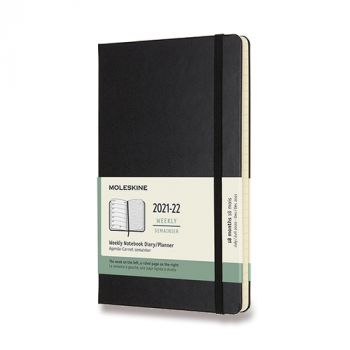 Diár MOLESKINE 18m 2021-2022 týždenný tvrdý čierny L