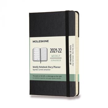 Diár MOLESKINE 18m 2021-2022 týždenný tvrdý čierny S