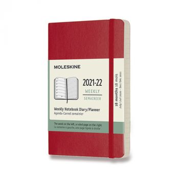 Diár MOLESKINE 18m 2021-2022 týždenný mäkký červený S