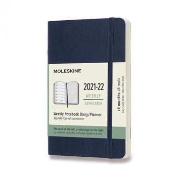 Diár MOLESKINE 18m 2021-2022 týždenný mäkký modrý S