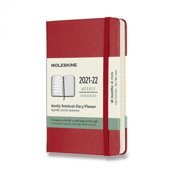 Diár MOLESKINE 18m 2021-2022 týždenný tvrdý červený S