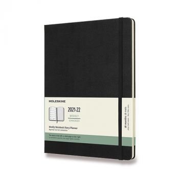 Diár MOLESKINE 18m 2021-2022 týždenný tvrdý čierny XL