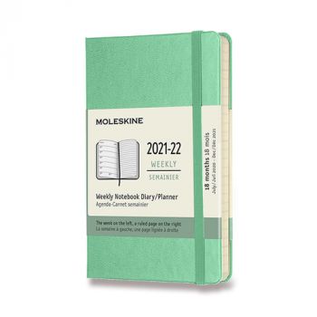 Diár MOLESKINE 18m 2021-2022 týždenný tvrdý sv.zelený S