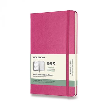 Diár MOLESKINE 18m 2021-2022 týždenný tvrdý tm.ružový L