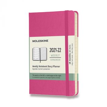 Diár MOLESKINE 18m 2021-2022 týždenný tvrdý tm.ružový S