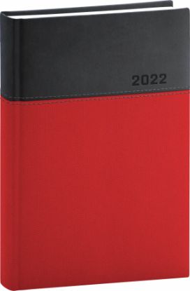 Denný diár Dado 2022, červeno–čierny, 15 × 21 cm