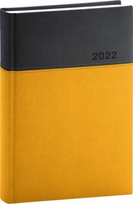 Denný diár Dado 2022, žlto–čierny, 15 × 21 cm