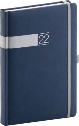 Denný diár Twill 2022, modro–strieborný, 15 × 21 cm