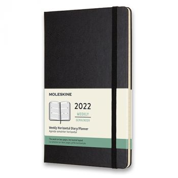 Diár MOLESKINE 2022 horizont týždeň tvrdý čierny L