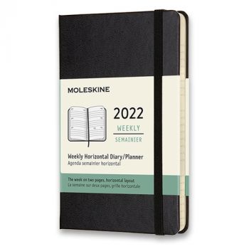 Diár MOLESKINE 2022 horizont týždeň tvrdý čierny S