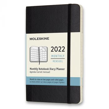 Diár MOLESKINE 2022 mesačný mäkký čierny S