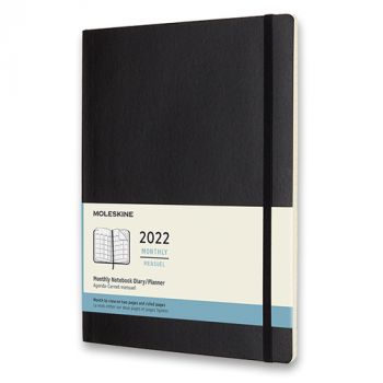 Diár MOLESKINE 2022 mesačný mäkký čierny XL