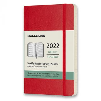 Diár MOLESKINE 2022 týždenný mäkký červený S