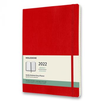 Diár MOLESKINE 2022 týždenný mäkký červený XL
