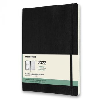 Diár MOLESKINE 2022 týždenný mäkký čierny XL