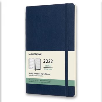 Diár MOLESKINE 2022 týždenný mäkký modrý L