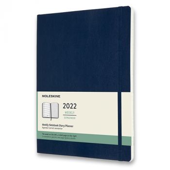 Diár MOLESKINE 2022 týždenný mäkký modrý XL