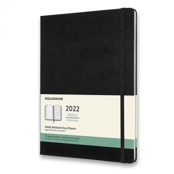 Diár MOLESKINE 2022 týždenný tvrdý čierny XL