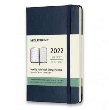 Diár MOLESKINE 2022 týždenný tvrdý modrý S