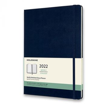 Diár MOLESKINE 2022 týždenný tvrdý modrý XL