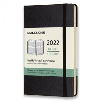 Diár MOLESKINE 2022 vertikál. týždeň tvrdý čiernyS