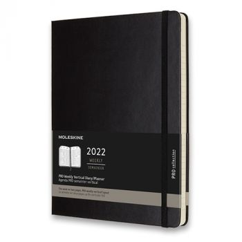 Diár MOLESKINE 2022 vertikál.týžd.tvrdý PRO čierXL