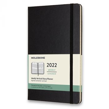 Diár MOLESKINE 2022 vertikál.týždeň tvrdý čierny L