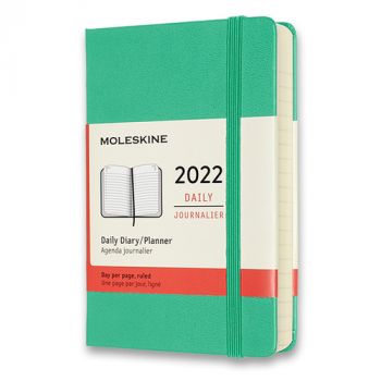 Diár MOLESKINE 2022 denný tvrdý sv. zelený S