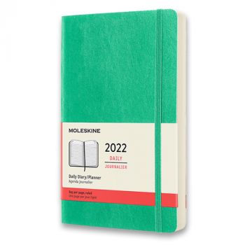 Diár MOLESKINE 2022 denný mäkký sv. zelený L
