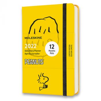Diár MOLESKINE 2022 denný Peanuts žltý S