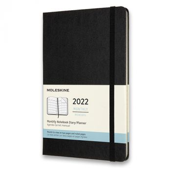 Diár MOLESKINE 2022 mesačný tvrdý čierny L