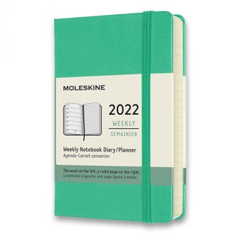Diár MOLESKINE 2022 týždenný tvrdý sv.zelený S