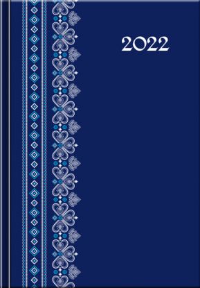 Denný diár A5 Print 2022 Folk modrý