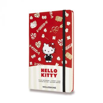 Zápisník MOLESKINE Hello Kitty linajkový červený L