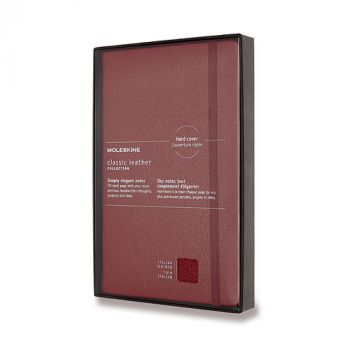 Zápisník MOLESKINE LEATHER mäkký linaj. červený L