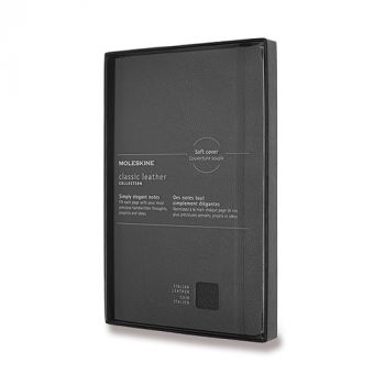 Zápisník MOLESKINE LEATHER mäkký linaj. čierny L