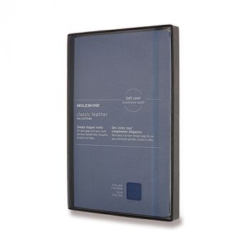 Zápisník MOLESKINE LEATHER mäkký linaj. modrý L