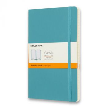 Zápisník MOLESKINE mäkký linajkový tyrkysový L