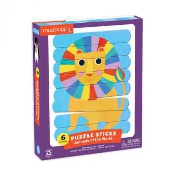 Obojstranné puzzle paličky Zvieratá sveta