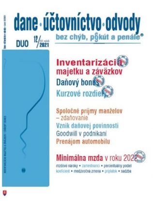 Dane, účtovníctvo, odvody 12  2021 - Inventarizácia majetku a záväzkov