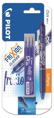 Pilot Sada Roller FriXion Ball Clicker + 3 ks náplň, 0.7, blister, Modrá
