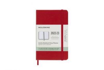 Diár MOLESKINE 18m 2022-2023 týždenný tvrdý červený S