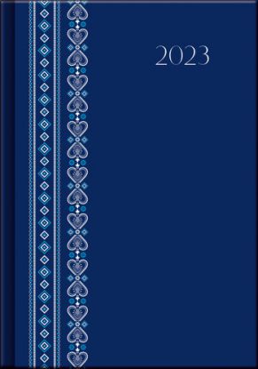 Denný diár A5 – PRINT Folk modrý 2023