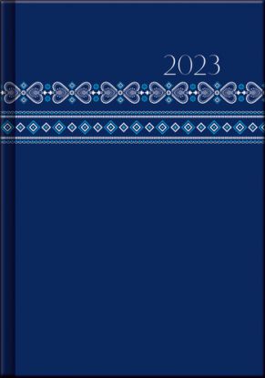 Pracovný diár A5 – PRINT Folk modrý 2023