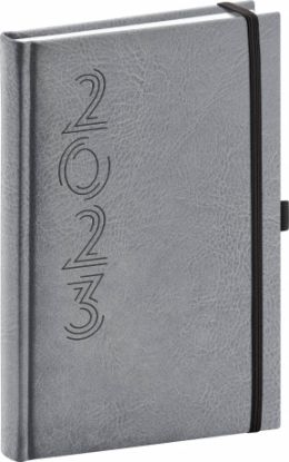 Denný diár Memory 2023, strieborný, 15 × 21 cm